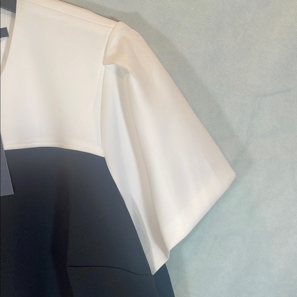 Tommy Hilfiger White and BLACK Asymmetrical Sheath Dress - Picture 4 of 9